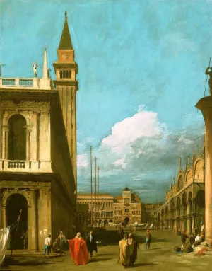 Venice: The Piazzetta towards the Torre dell Olorogio by Canaletto - Oil Painting Reproduction