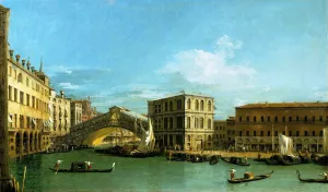 Venice: The Rialto Bridge from the North painting by Canaletto