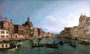 Venice: The Upper Reaches of the Grand Canal with S. Simeone Piccolo by Canaletto - Oil Painting Reproduction