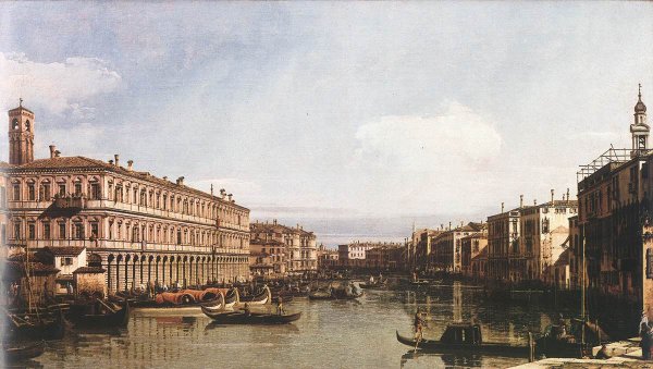View of the Grand Canal by Canaletto - Hand-Painted Oil Painting Reproduction
