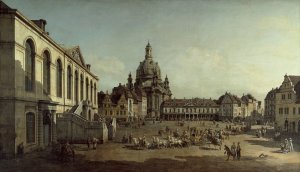 View of the Neumarkt in Dresden from the Judenhofe by Canaletto Oil Painting