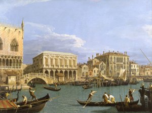 View of the Riva degli Schiavoni, Venice by Canaletto Oil Painting