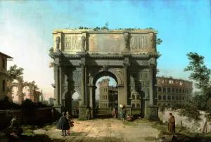 View the Arch of Constantine with the Coliseum by Canaletto - Oil Painting Reproduction