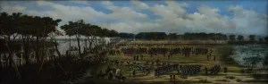 Desembarco del Ejercito Argentino frente a las trincheras de Curuzu by Candido Lopez Oil Painting