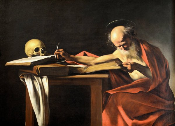 Saint Jerome Writing  by Caravaggio - Hand-Painted Oil Painting Reproduction