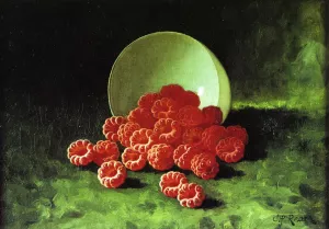 Still Life: Overturned Cup on Raspberries by Carducius Plantagenet Ream Oil Painting