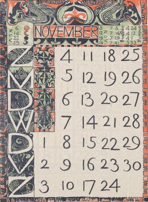 Kalenderblad November 1900 by Carel Adolph Lion Cachet Oil Painting