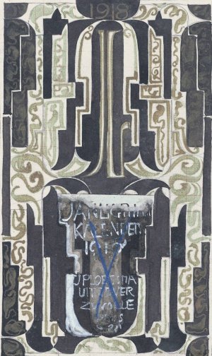 Ontwerp voor Jan Ligthart kalender voor 1918 by Carel Adolph Lion Cachet Oil Painting