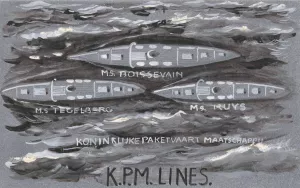 Ontwerp voor vignet van de Koninklijke Paketvaart Maatschappij, K.P.M. Lines by Carel Adolph Lion Cachet Oil Painting