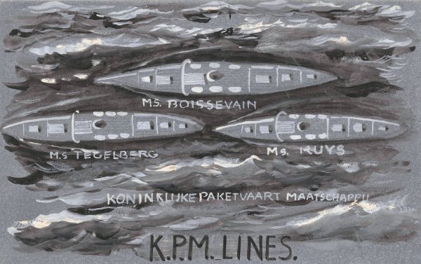 Ontwerp voor vignet van de Koninklijke Paketvaart Maatschappij, K.P.M. Lines  by Carel Adolph Lion Cachet - Hand-Painted Oil Painting Reproduction