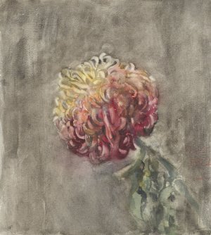 Rode chrysant by Carel Adolph Lion Cachet Oil Painting