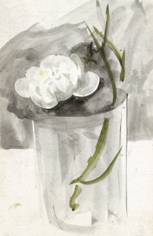 Witte bloem in een glas by Carel Adolph Lion Cachet Oil Painting