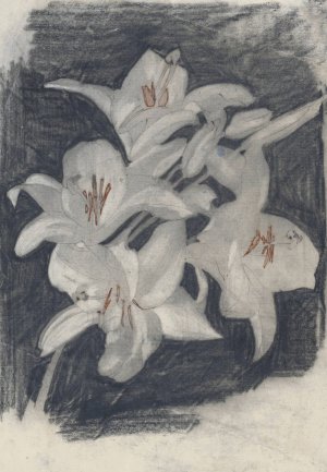 Witte lelies by Carel Adolph Lion Cachet Oil Painting