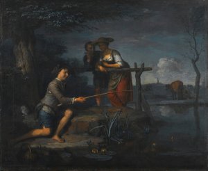 The Angler by Carel De Moor III Oil Painting