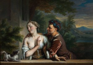 A Man Trying to embrace a Woman by Carel De Moor Oil Painting
