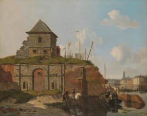 City Wall with Gunpowder Magazine by Carel Jacobus Behr Oil Painting