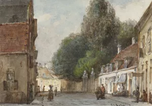 Stadsgezicht by Carel Jacobus Behr Oil Painting