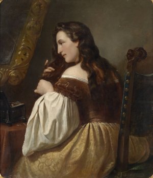 Bei der Toilette by Carl Adolf Gugel Oil Painting