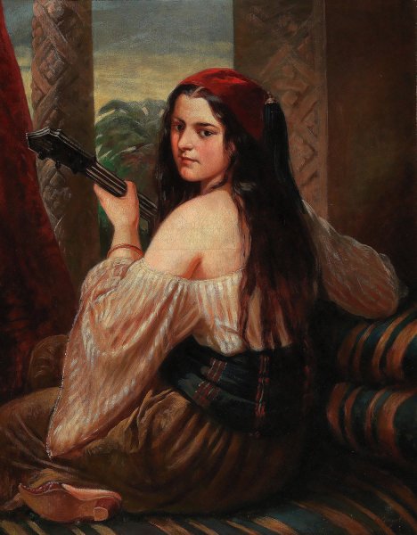 Main Product Photo of Lautenspielerin  Painting by Carl Adolf Gugel