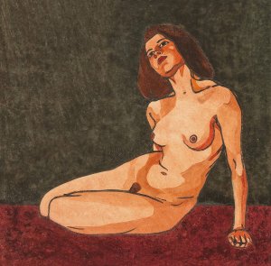 Weibliche Aktstudie by Carl Anton Reichel Oil Painting