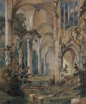 Gothic Church Ruin by Carl Blechen Oil Painting