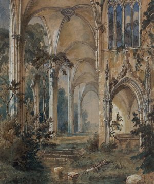 Gothic Church Ruin by Carl Blechen Oil Painting