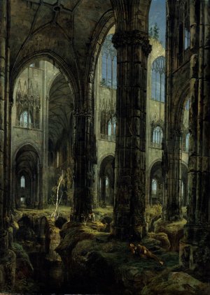 Gothic Church Ruins by Carl Blechen Oil Painting
