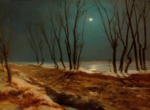 Landscape in Winter at Moonlight by Carl Blechen Oil Painting