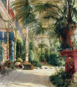 The Interior of the Palm House  Oil painting by Carl Blechen