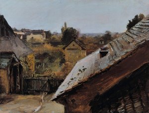 View of Roofs and Gardens by Carl Blechen Oil Painting
