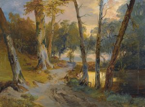 Wald Mit Kleinem Weiher by Carl Blechen Oil Painting