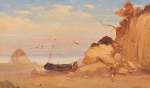 Zugeschrieben - Fischer am Ostseestrand by Carl Blechen Oil Painting