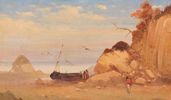 Zugeschrieben - Fischer am Ostseestrand  by Carl Blechen - Hand-Painted Oil Painting Reproduction