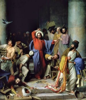 Casting out the Money Changers by Carl Bloch Oil Painting