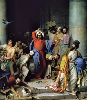 Casting out the Money Changers by Carl Bloch Oil Painting