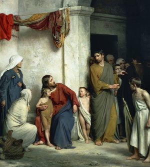 Christ and the Children by Carl Bloch Oil Painting