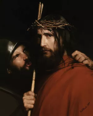 Christ with Mocking Soldier by Carl Bloch Oil Painting
