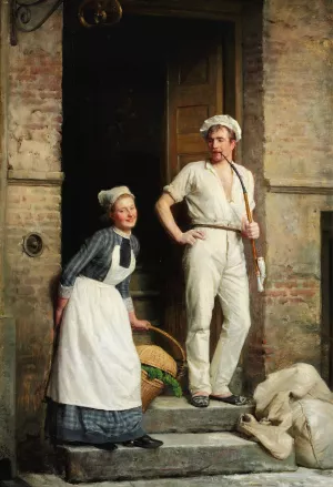 En Bager, der kjoler sig Oil painting by Carl Bloch