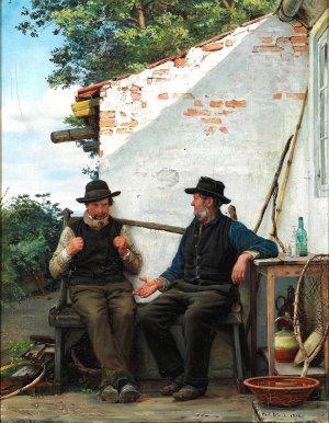 En Samtale mellem to Fiskere by Carl Bloch Oil Painting