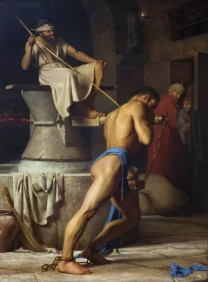 Samson and the Philistines by Carl Bloch Oil Painting