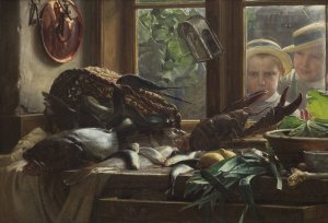 Still Life With Fish by Carl Bloch Oil Painting
