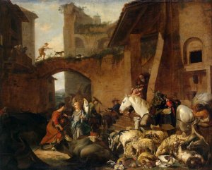 Story of Tobias by Carl Borromaeus Andreas Ruthart Oil Painting