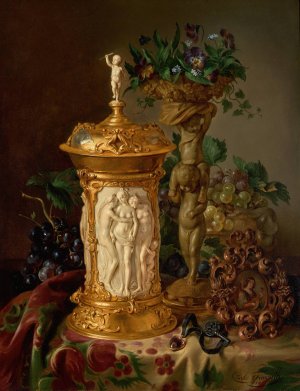 Stillleben by Carl Borromaus Fruwirth Oil Painting