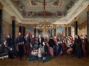 A Gaming Room in Wiesbaden by Carl D'Unker Oil Painting