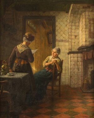 Good news by Carl Emil Mucke Oil Painting
