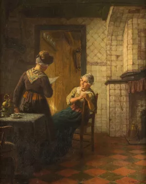 Good news by Carl Emil Mucke Oil Painting