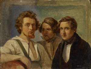 Self-Portrait with Friends by Carl Engel Oil Painting
