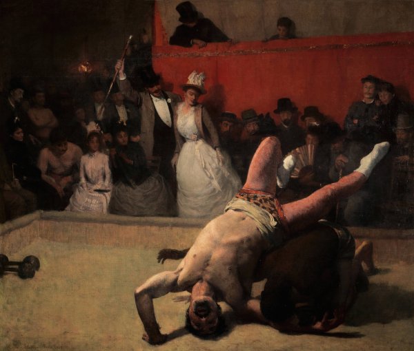 Main Product Photo of Les lutteurs - scene de la foire de Neuilly  Painting by Carl Ernst Von Stetten