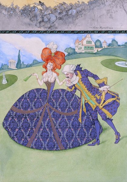 Elegantes Paar Im Garten  by Carl Fischer-Koystrand - Hand-Painted Oil Painting Reproduction