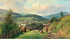 A view of Radstadt im Pongau by Carl Franz Emanuel Haunold Oil Painting